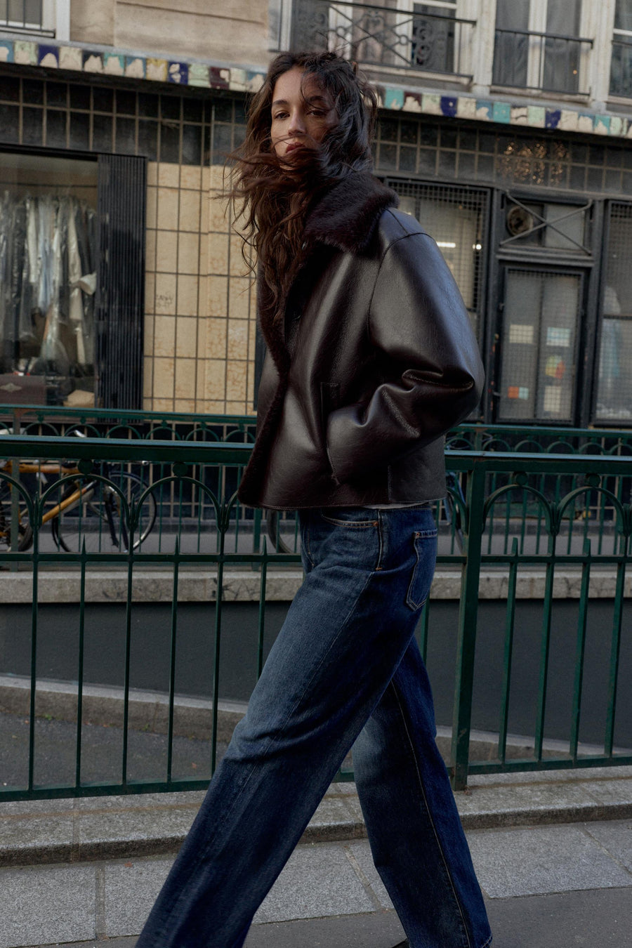 Blouson réversible double-face effet cuir