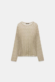 Pull en maille pointelle à fil métallisé