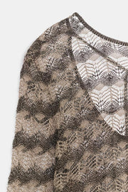 Robe mini en maille ajourée à fil métallisé