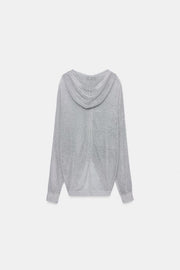 Sweat-shirt à capuche en maille à fil métallisé