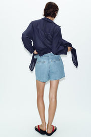 Jupe-culotte Z1975 croisée en denim à boucle