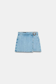 Jupe-culotte Z1975 croisée en denim à boucle