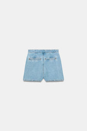 Jupe-culotte Z1975 croisée en denim à boucle