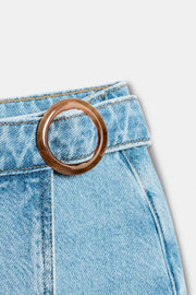 Jupe-culotte Z1975 croisée en denim à boucle