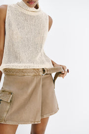 Jupe-culotte croisée cargo
