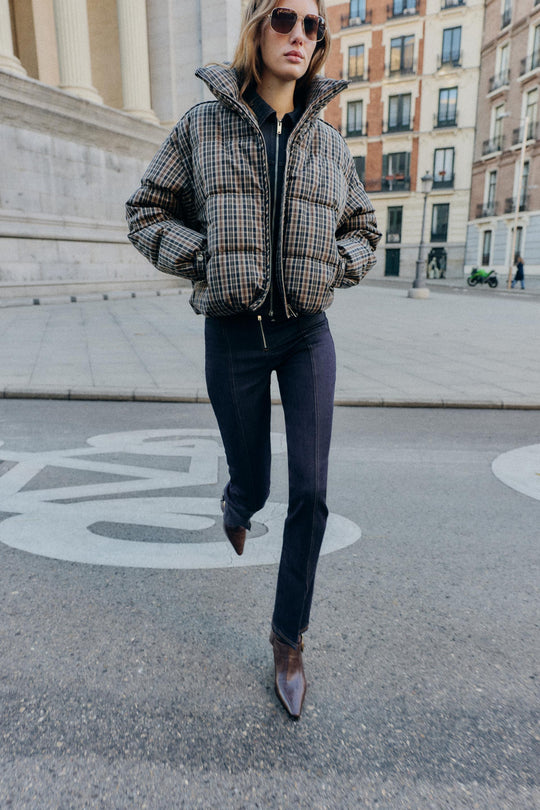 Anorak matelassé à carreaux