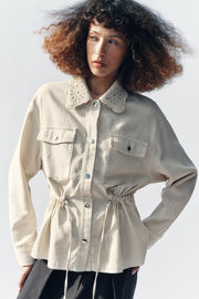 Veste safari à revers au crochet