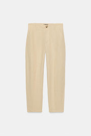 Pantalon carotte en lin à nervure