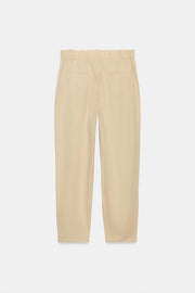 Pantalon carotte en lin à nervure