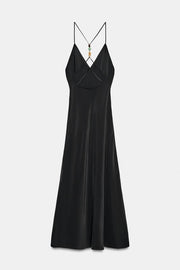 Robe midi à bretelles ornées de pierres