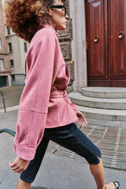Blouson effet suédine avec ceinture