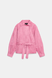 Blouson effet suédine avec ceinture