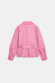 Blouson effet suédine avec ceinture