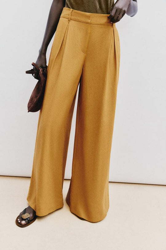 Pantalon large en lin