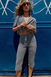 Pantalon capri à carreaux vichy