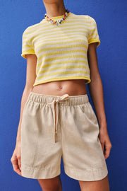 Bermuda 100 % coton à taille élastique