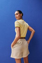 Bermuda 100 % coton à taille élastique