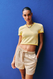 Bermuda 100 % coton à taille élastique