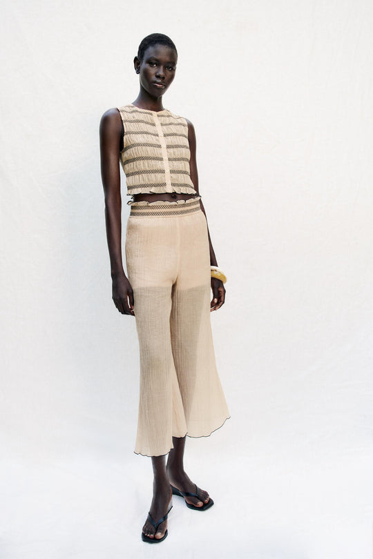 Pantalon-culotte à coutures contrastées