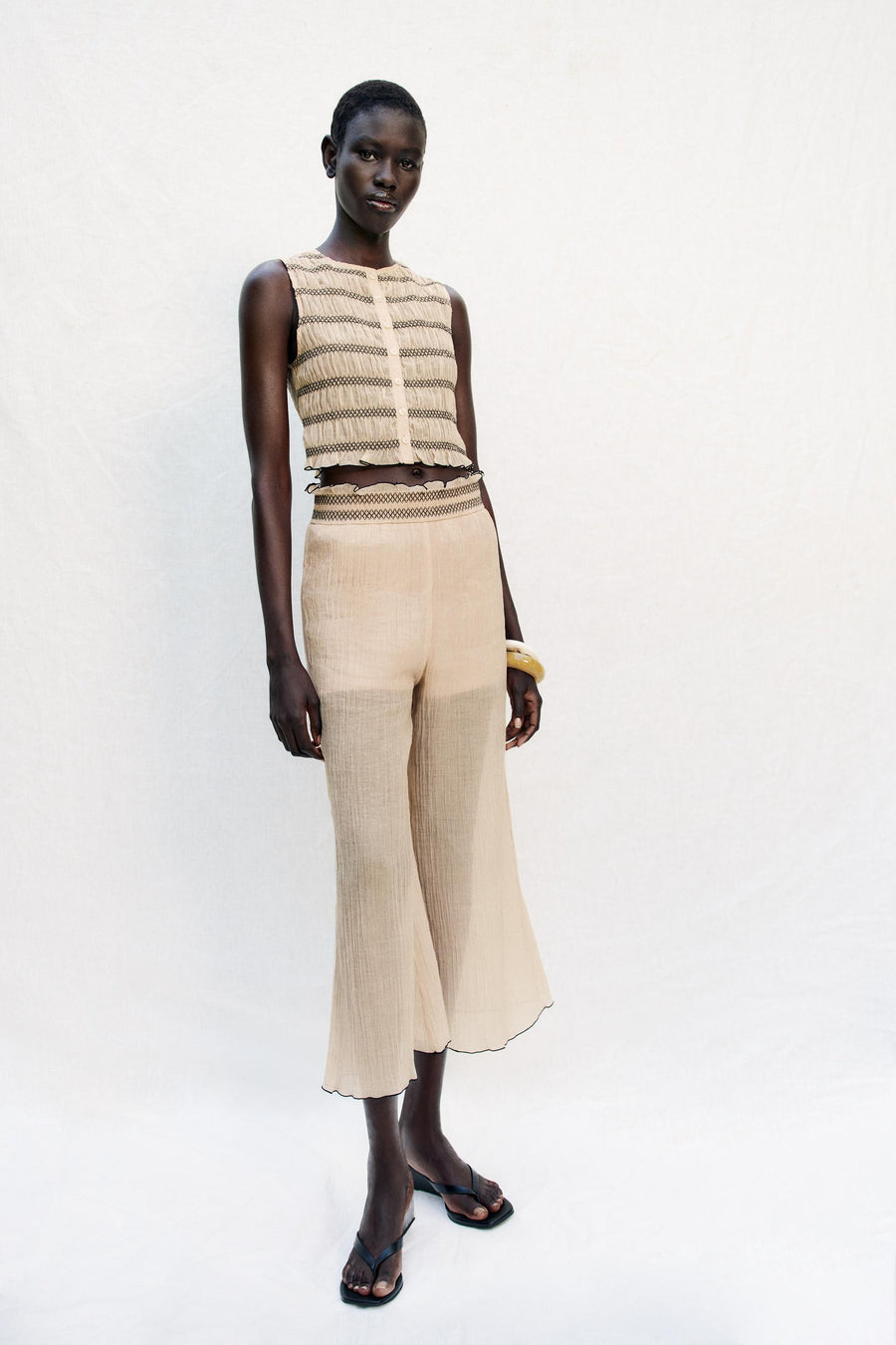 Pantalon-culotte à coutures contrastées