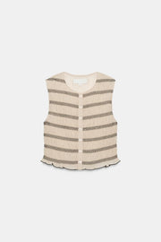 Top façon gilet à coutures contrastées