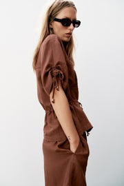 Veste safari à manches courtes à perles