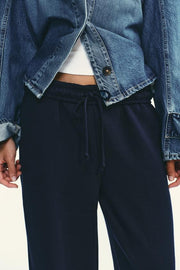 Pantalon basique en molleton, coupe droite et bas réglable