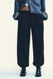 Pantalon basique en molleton, coupe droite et bas réglable