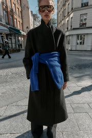 Manteau long en laine avec ceinture