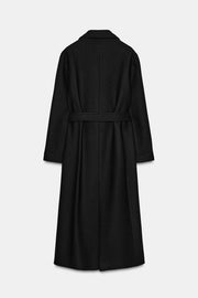 Manteau long en laine avec ceinture
