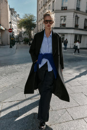 Manteau long en laine avec ceinture