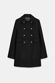 Manteau court croisé en laine
