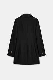 Manteau court croisé en laine