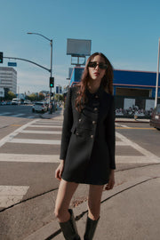 Manteau court croisé en laine