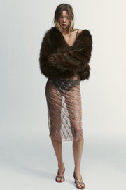 Manteau court effet fourrure
