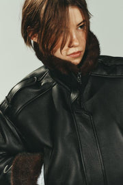 Blouson bomber double-face effet cuir
