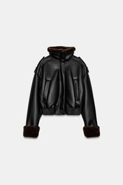 Blouson bomber double-face effet cuir