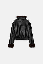 Blouson bomber double-face effet cuir