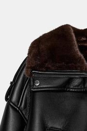 Blouson bomber double-face effet cuir