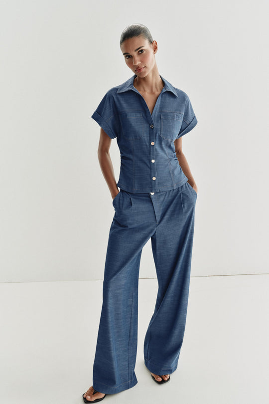 Pantalon large à taille croisée