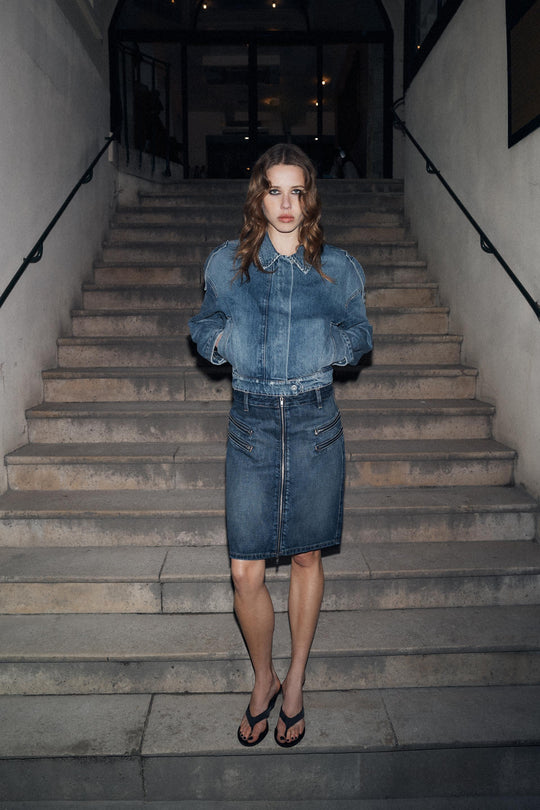 Blouson en denim à passants