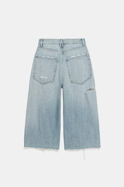 Jorts en denim TRF déchiré, taille mi-haute