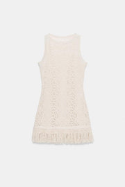 Robe courte au crochet à franges