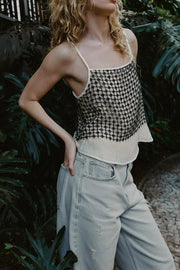 Top à sequins en fil métallisé
