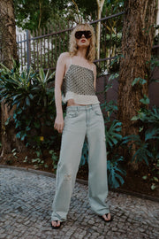 Top à sequins en fil métallisé