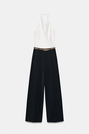 Combinaison longue dos-nu avec ceinture
