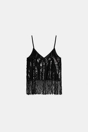 Top à franges à sequins