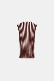 Top sans manches à rayures texturé