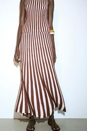 Jupe plissée à rayures texturée