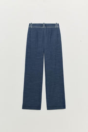 Pantalon large à passepoils contrastés